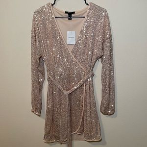 Gold sequins long sleeve dress